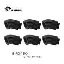 Bykski – raccord de Compression rotatif G1/4 ", 45 degrés, refroidissement à eau, adaptateurs coudés, connecteur métallique B RD45 X, 6 pièces/lot