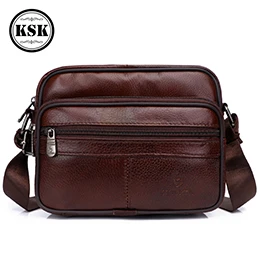 Сумка из натуральной кожи мужская сумка-мессенджер сумки на плечо для мужчин модные Лоскутные роскошные кожаные сумки через плечо KSK - Цвет: coffee 8003