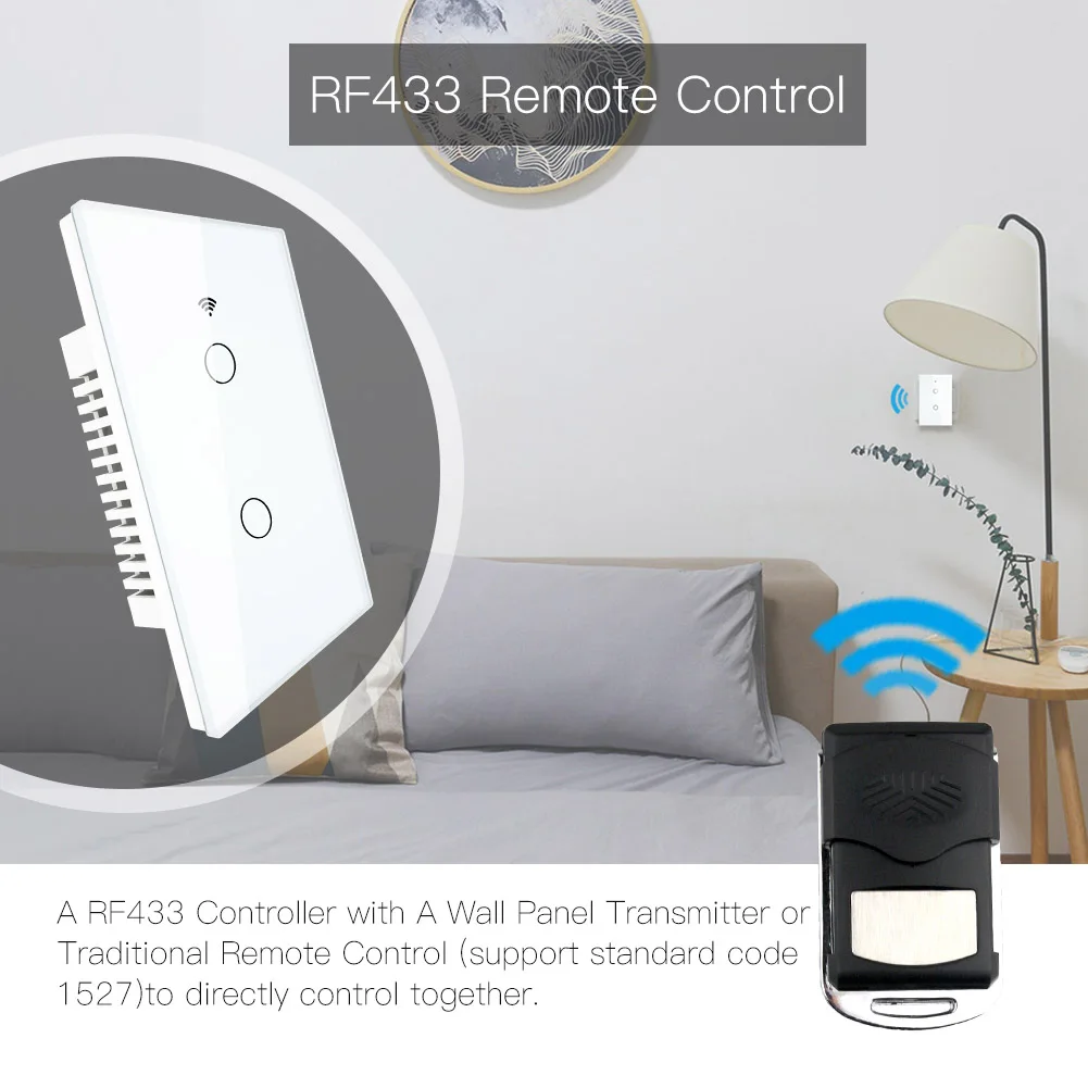 WiFi умный настенный выключатель света RF 433 МГц Беспроводная стеклянная панель Smart Life Tuya приложение дистанционное управление работает с Alexa Google Home