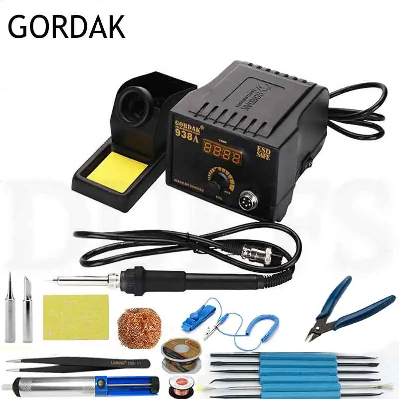 D Gordak 938A ESD Безопасный светодиодный дисплей постоянная температура 60 Вт электронный паяльник Пинцет Припой провода сварочные инструменты - Цвет: D