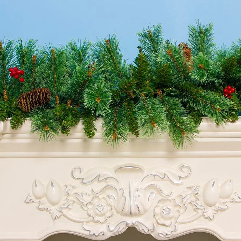 Рождественская искусственная гирлянда, венок, 2,7 м, подвесное украшение из ротанга, зеленый Рождественский подвесной ротанговый, для дома