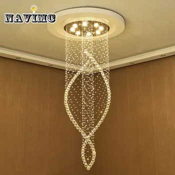 

Modern Crystal Long Chandelier Living Room Villa Hotel Creative Rotating Stairwell for Home Lighting and Decoration