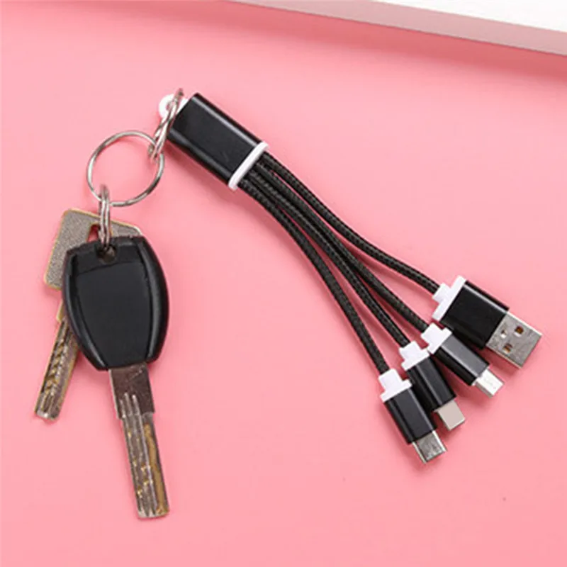 1 шт. для Android type C Micro USB кабель для ключей Быстрая зарядка для iPhone samsung Xiaomi USB кабель для зарядного устройства 3 в 1 USB кабель