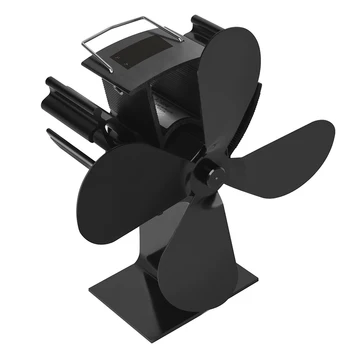 

Silent Stove Fan Warm Digital Display 4 Blades Accessories With Thermometer Log Winter Efficient Fireplace Heat Powered Home