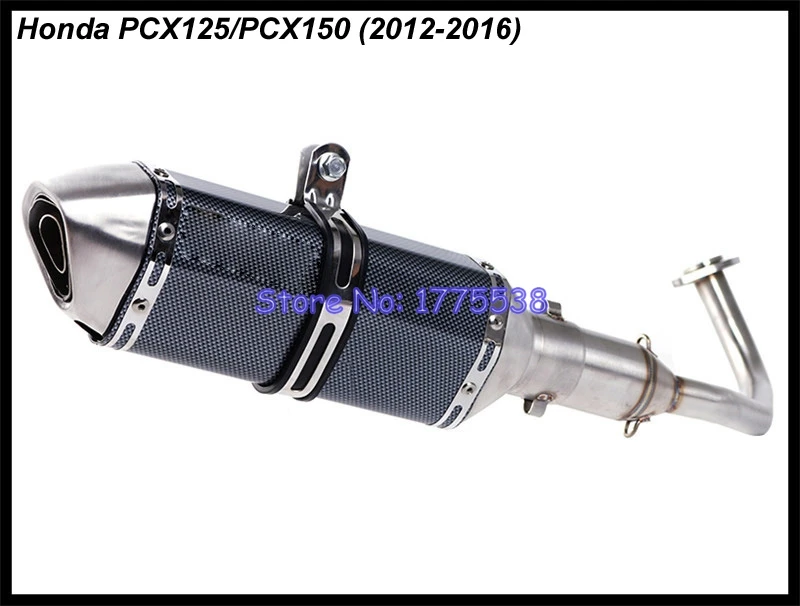 Мотоцикл PCX 125 150 2012- выхлоп полный Системы выхлопная труба глушителя для мотоцикла Труба среднего звена для PCX125 PCX150 Escape Moto выхлопных газов
