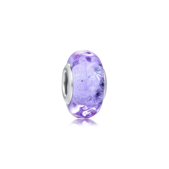 

CKK Silver 925 Jewelry Wavy Lavender Murano Glass Charm Beads Fits Original Bracelets & Bangle Sterling Silver Making