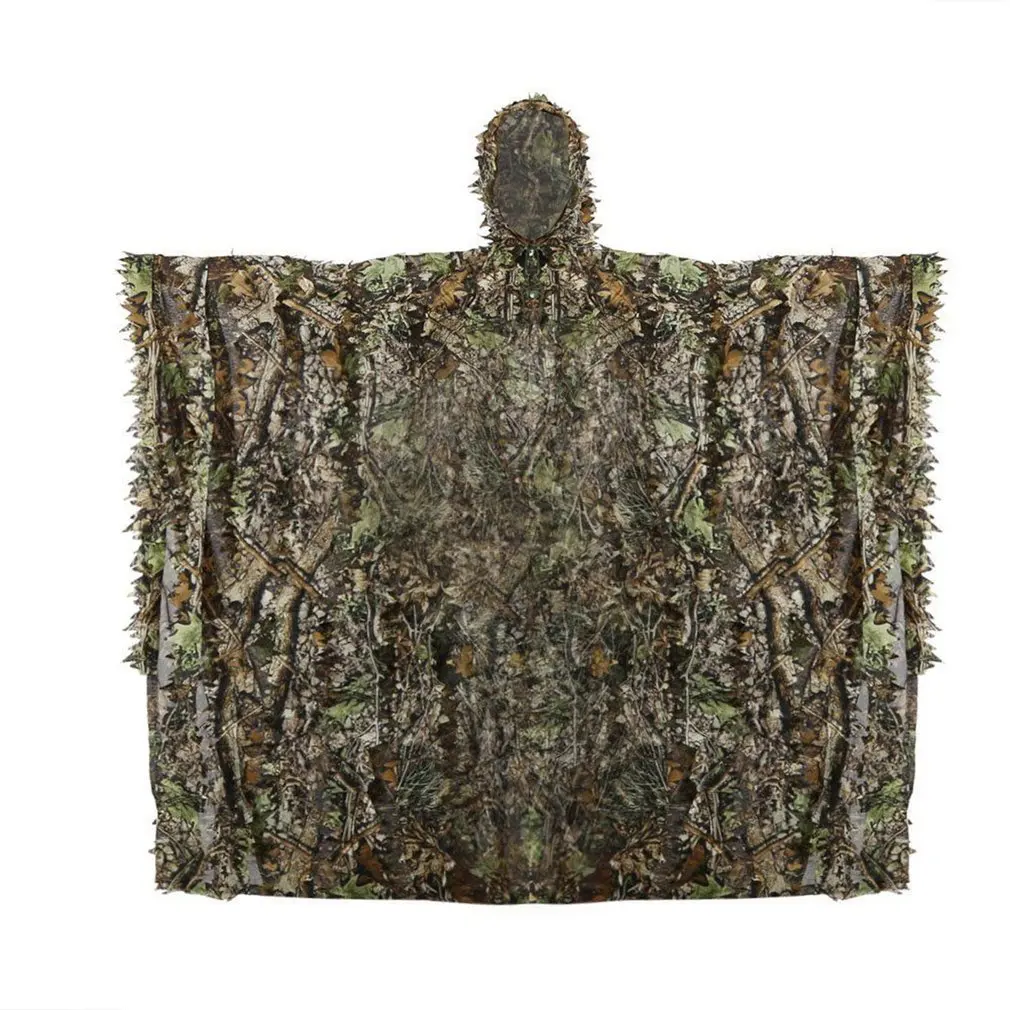 Реалистичные 3D листья камуфляж пончо плащ стелс костюмы открытый лесной CS игра одежда для охоты стрельба наблюдение за птицами комплект