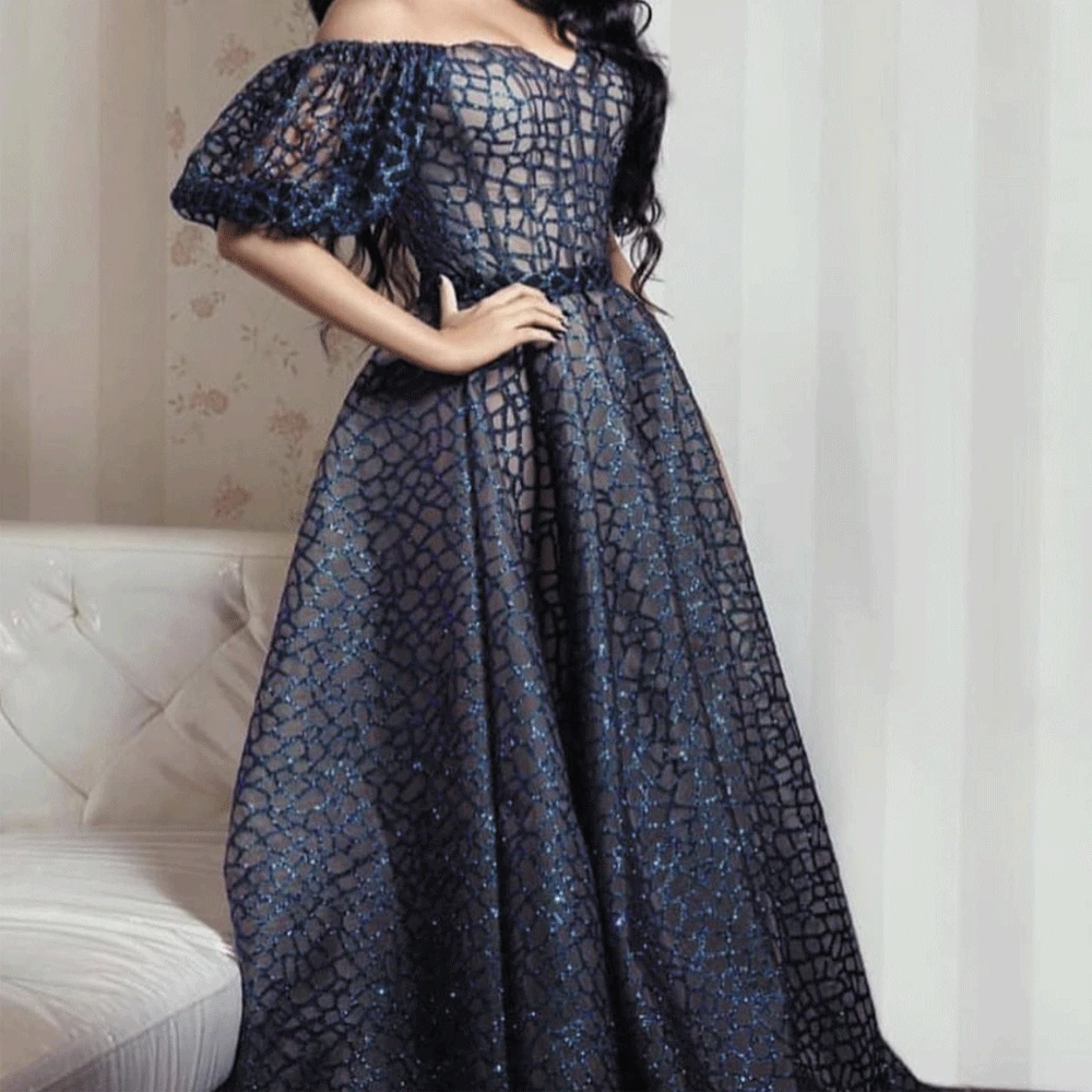SuperKimJo Vestidos De Graduacion с открытыми плечами темно-синие платья для выпускного вечера