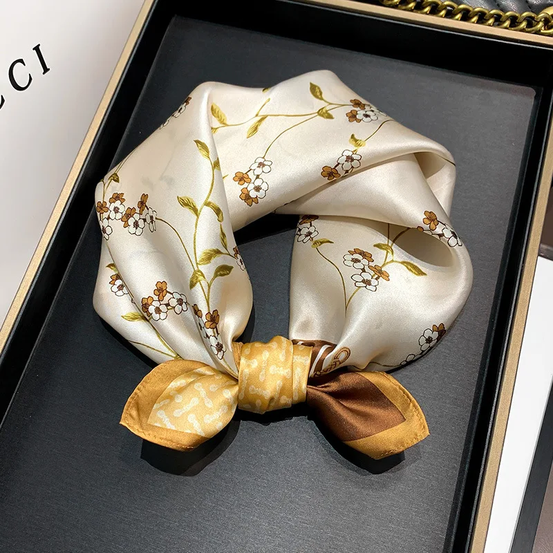 New Flower 100% Real Silk Scarf Women Headscarf Elegant Scarves Small Shawl  Hairband Hijab Headband Neckerchief Foulard Bandana - Silk Scarves -  AliExpress