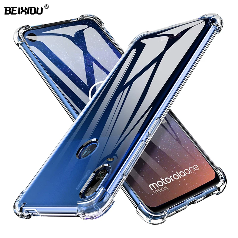 

Luxury Shockproof Silicone Phone Case For Motorola One Vision Case Transparent Protection Back Cover for Motorola P50