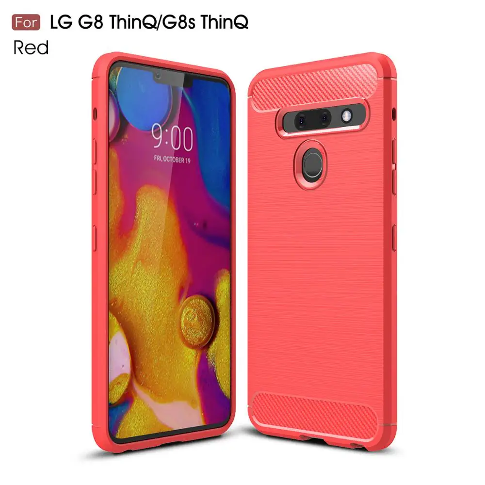 Силиконовый чехол для LG G8 ThinQ противоударный из углеродного волокна G8s защитный с