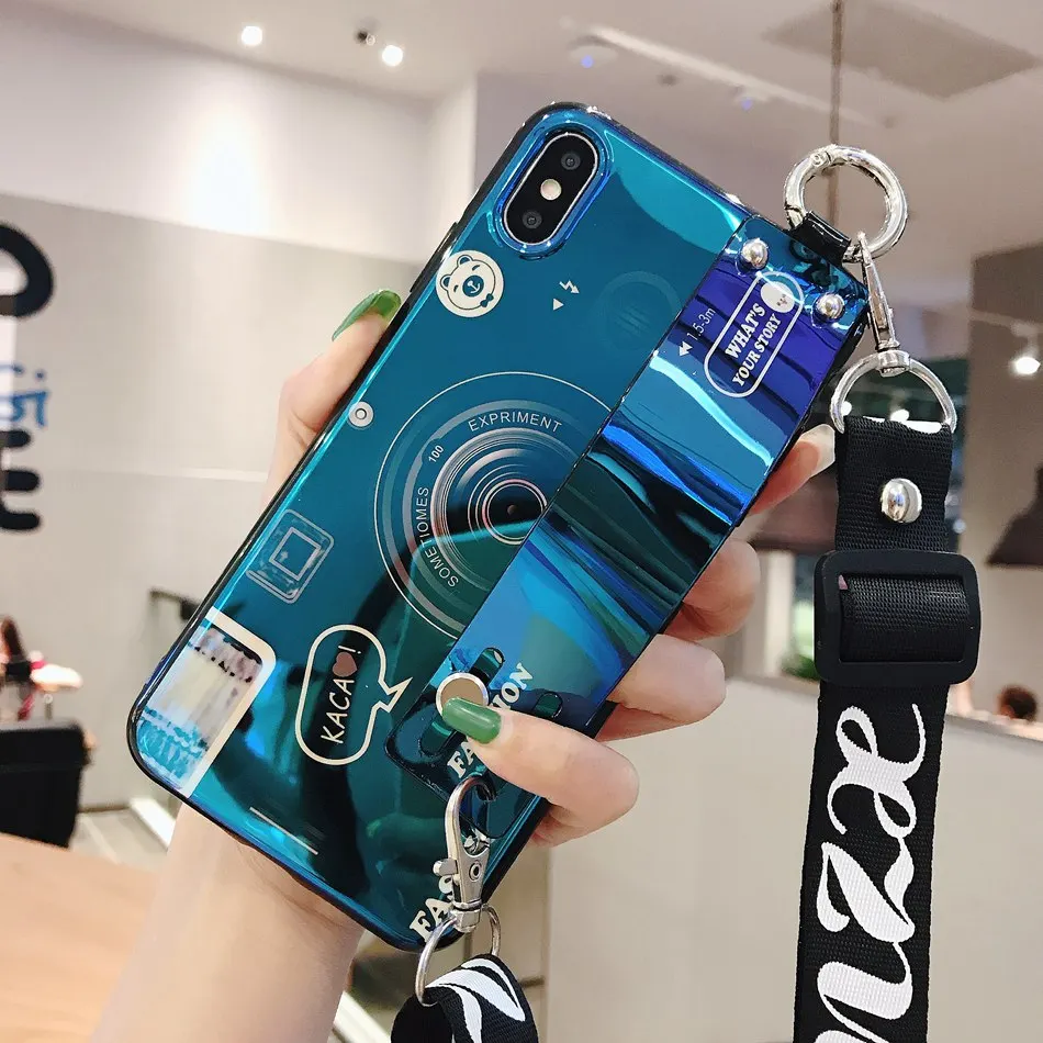 Модный чехол для телефона с камерой и ремешком на запястье iPhone 11 pro XR XS Max
