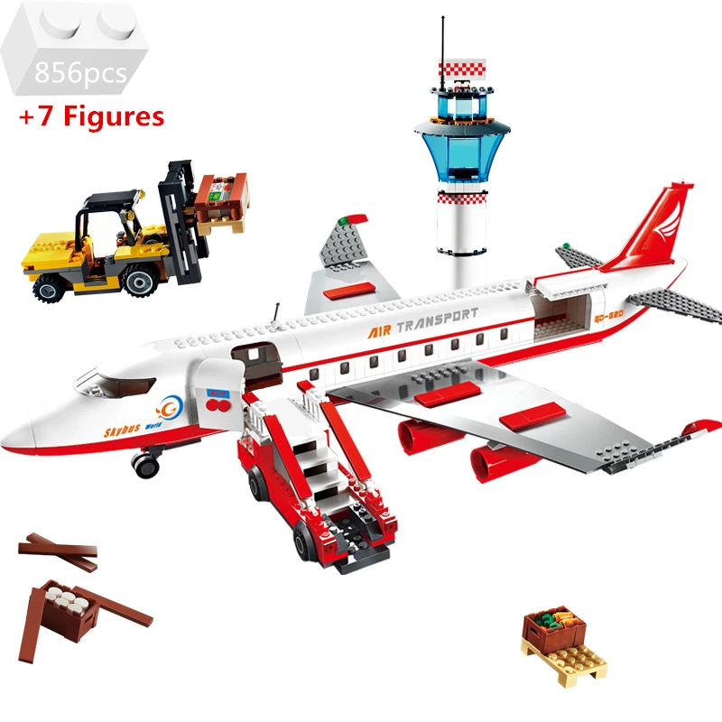 City Large Passenger Airplane Classic Model Building Blocks Kit Bricks Private Jet Manned Aircraft Kids Toys For Children Gifts | Игрушки и