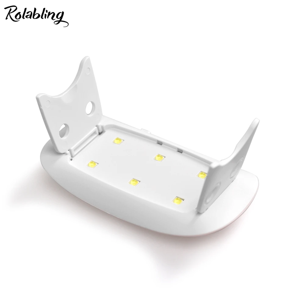 Rolabling 6 Вт Светодиодный УФ-лампа для ногтей 45S 60S светодиодный Сушилка для ногтей 6 ламп сушилка для геля-лака электрическая маникюрная лампа для ногтей USB зарядка