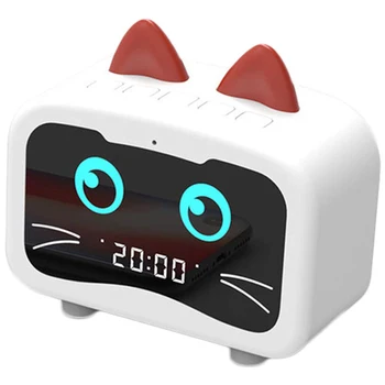 

Alarm Clock Radio with Bluetooth Cat Ears Speaker, Digital FM Radio, Hands Free HD Call, USB Charging Port for Heavy Sleepers Ho