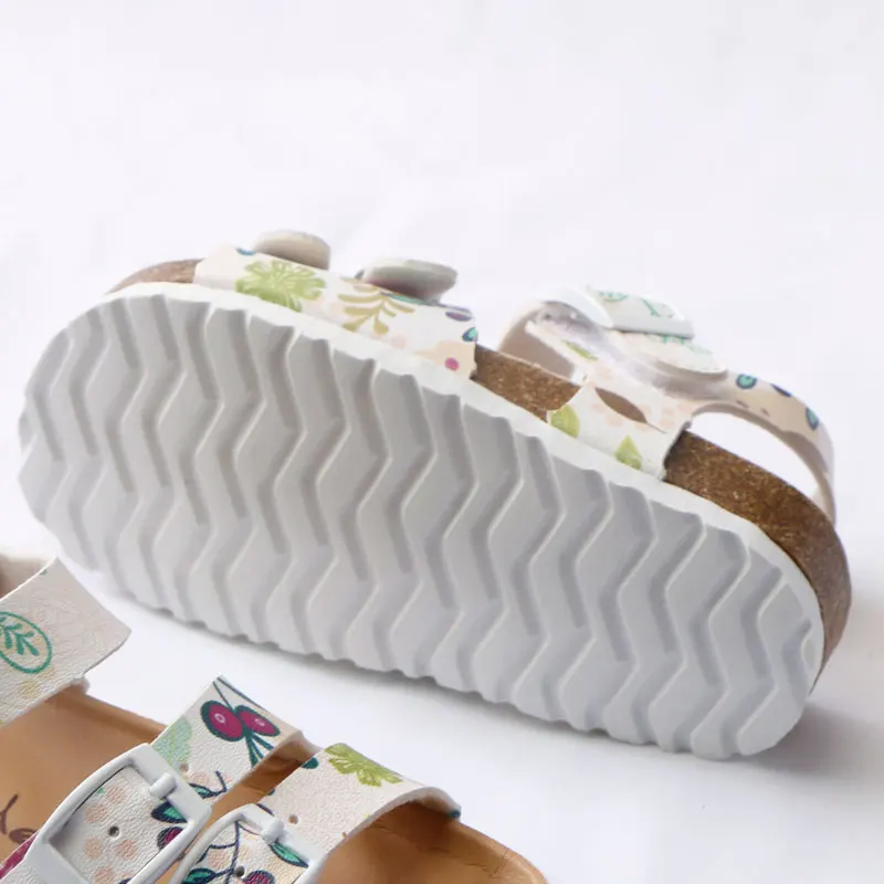 Summer Children Sandals for Girls Big Girl Shoes Kids Sandal PU Leather Hook&Loop Cork Student kid Girls Sandals Floral Princess
