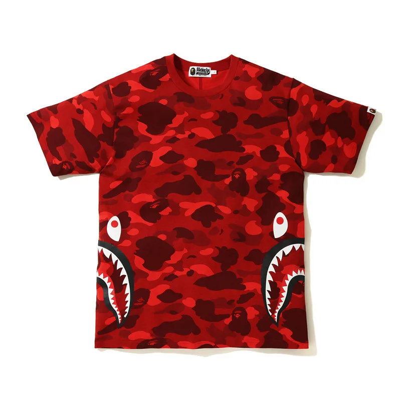 

2019 Summer New Style Japanese-style Popular Brand Printed Cartoon Cool Classic Two Sides Shark Mouth All-cotton T-shirt