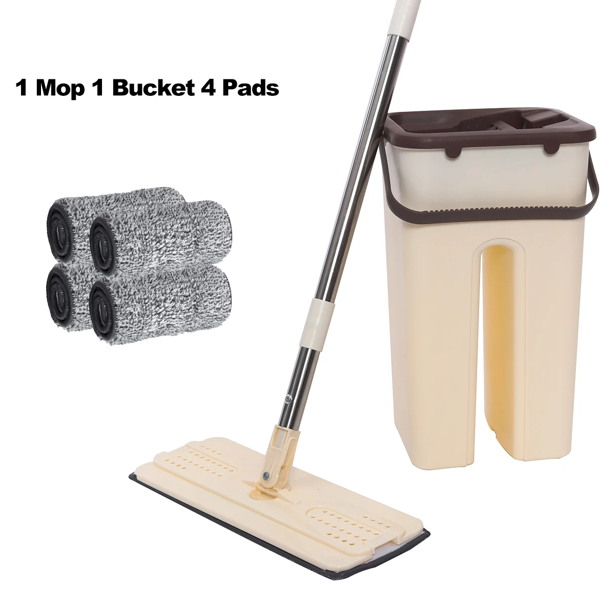 1 Mop 1 Bucket 4 Pad Обувь на плоской подошве резиновые швабра с ведром из занимает руки отжимная машина для уборки полов швабры Мокрый Сухой Применение Ленивый Самостоятельная очистная швабра с 2/4/6/8 тормозные колодки - Цвет: 1 Mop 1 Bucket 4 Pad