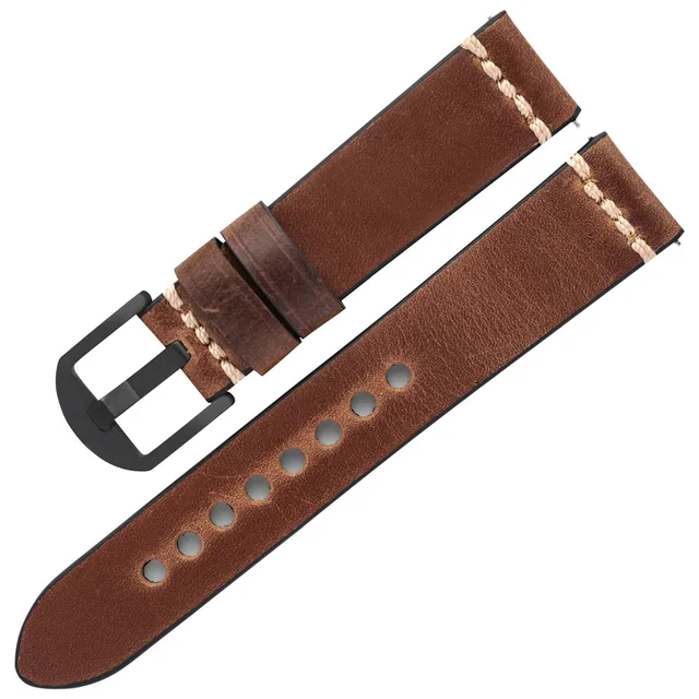 Men Luxurious Cowhide Watchbands 20mm 22mm Oil Wax Leather Watch Bracelet Straps For Panerai Watch Accessories Brown