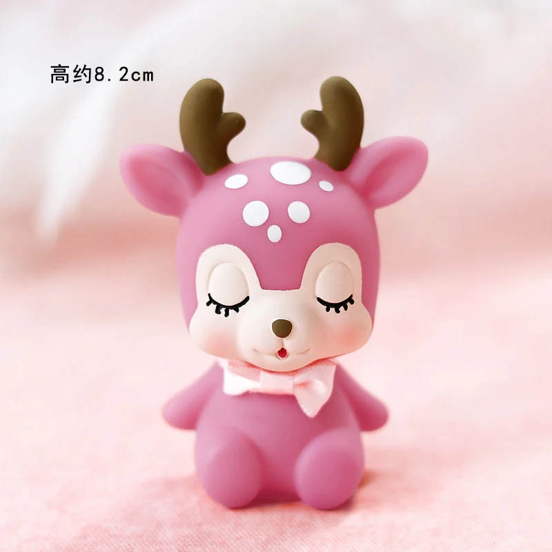 Fawn pink Розовый олень Sika Торт Топперы искусственный цветок День Рождения Декор для вечерние принадлежности для свадьбы детский душ юбилей выпечки подарки - Цвет: Fawn pink