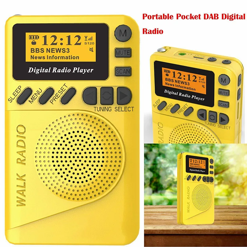 Портативное карманное DAB цифровое радио с функцией MP3-плеера Встроенная перезаряжаемая батарея для пеших прогулок DU55