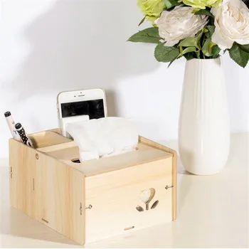 

Home Kitchen Bamboo Wood Tissue Box Solid Wood Napkin Holder Case Simple Stylish