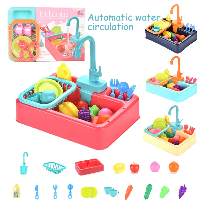 Kids Mini Water Dispenser Kawaii Electric Dishwasher Pretend Play House Games Kitchen Items Toy Role Playing Girls Toys Gift