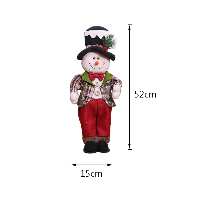 Большие размеры Рождественские куклы выдвижной Санта-Клаус снеговик лося игрушки рождественские фигурки Рождественский подарок для ребенка красный орнамент с рождественской елкой - Цвет: I 52x15cm