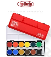 Japan imported Holbein solid watercolor paint transparent opaque round cake acuarela artist red box 1