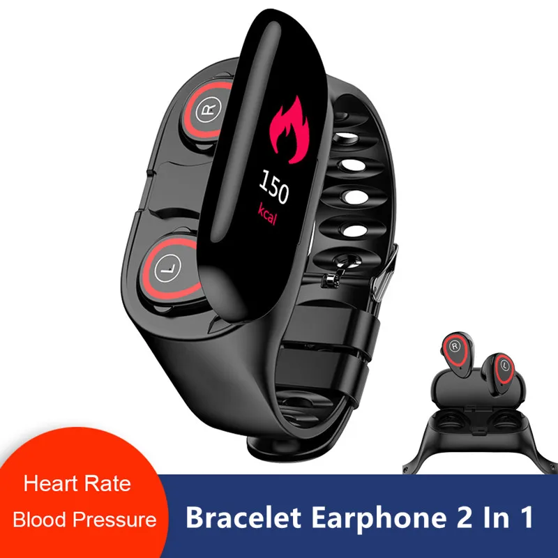 Newest Dual Earphones Smart Watch M1 A1 Heart Rate Monitoring Bluetooth Earphones Android Smart Wristband Smart Bracelet M1 Men