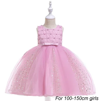 

2020 Toddler Girls Mess Ball Gown Dresses Elegant Polka Star Tulle Dress Children Princess Party Wedding Dress 3 5 6 8 9 10 year