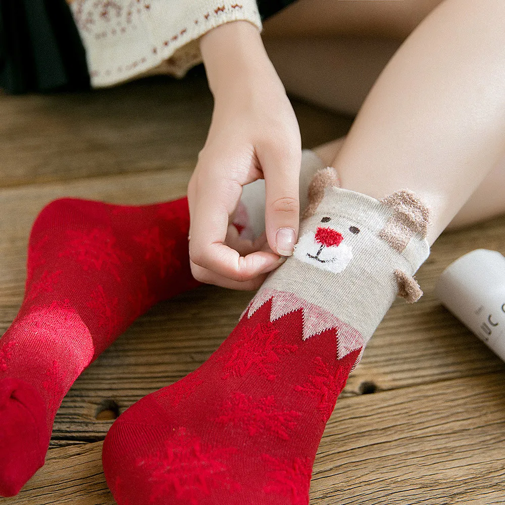 Рождественские женские хлопковые носки, разноцветные женские зимние носки, носки для женщин, рождественские носки, забавные носки, calcetines mujer