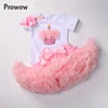 6-24M Baby Girls Tutu Clothes Set White Bodysuit Pettiskirt Birthday Outfits Infant 1st Party With Headband  Suit for Baby Girls ► Photo 1/6