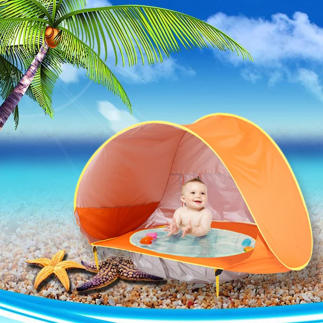 Baby Beach Tent Children Waterproof Pop Up sun Awning Tent UV-protecting Sunshelter with Pool Kid Outdoor Camping Sunshade Beach 1