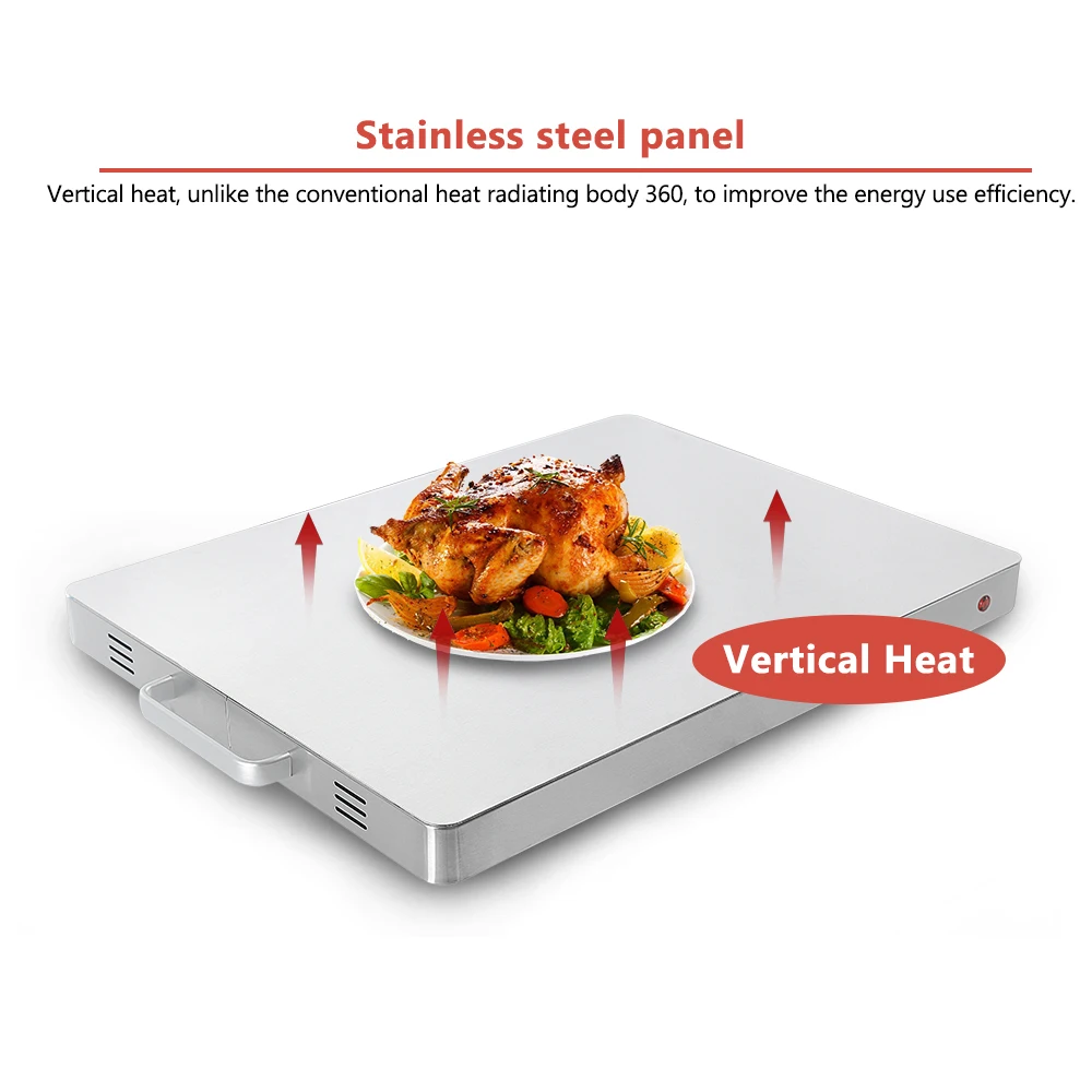 ITOP Food Heating Board Warming Tray Electric 400W Stainless Steel  Buffet Food Warm Machine Silver 80 Celsius 220-240V