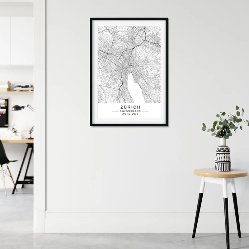 Minimalist-City-LISBON-ZURICH-Map-Travel-Canvas-Painting-Black-White-Wall-Art-Pictures-Posters-Prints-for (2)