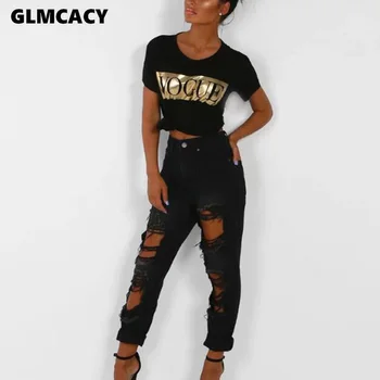 

Women Slim Ripped Skinny Denim Pants Jeans Sexy Ripped Jeans Black High Waist Pencil Jeans Streetwear Trousers