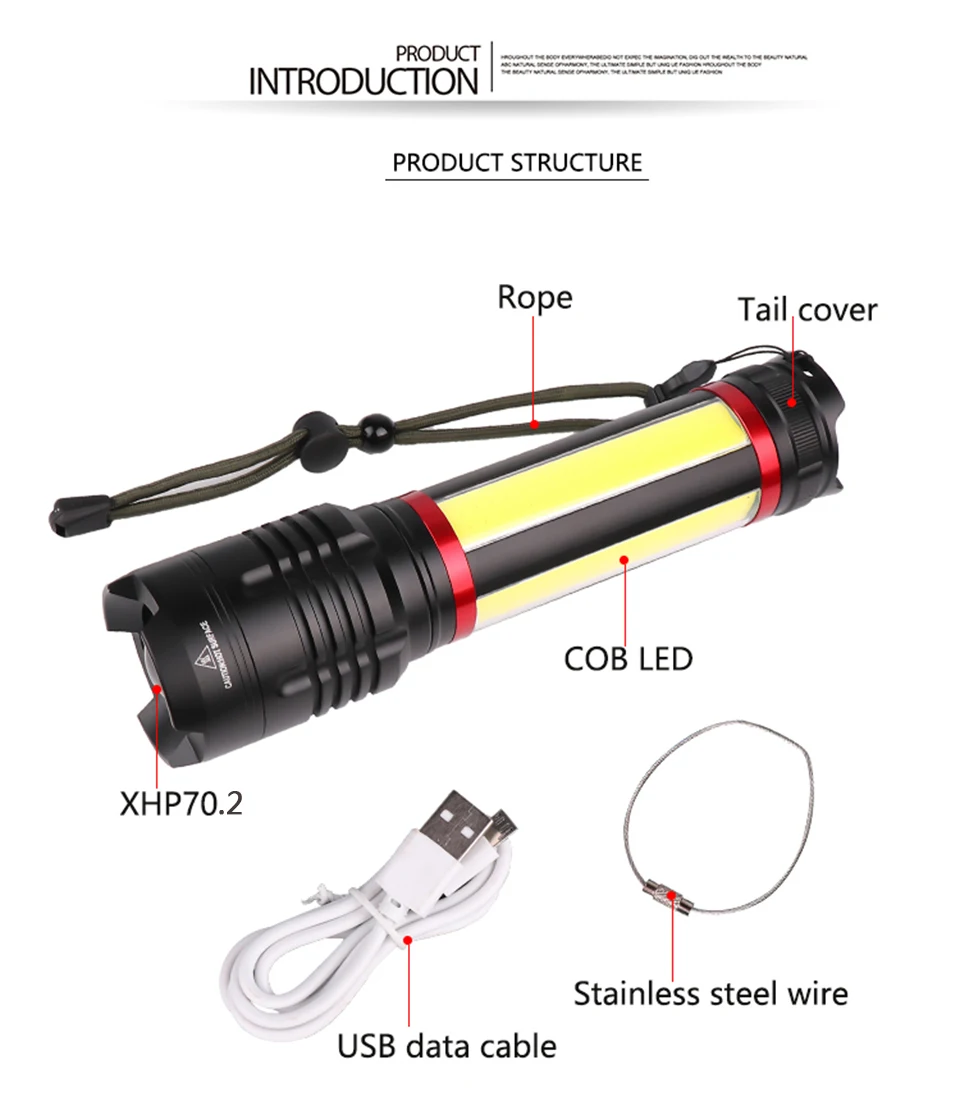 XHP70.2 Встроенный аккумулятор для кемпинга светодиодный фонарик usb зарядка растягивающийся зум мощный перезаряжаемый внешний аккумулятор фонарик