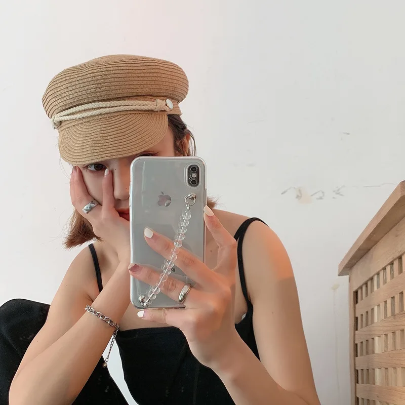 Women Short Brim Newsboy Cap Summer Breathable Woven Beret Straw Hats Beach Sun Hat Outdoor Casual Female Solid Octagonal Cap