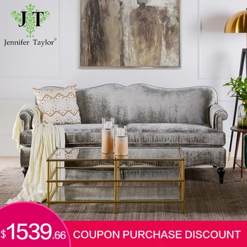 

Jennifer Taylor Grey Sofa Living Room Furniture Straight Nailhead Accents Removable Seat Cushion Shiny Shimmer Legacy Camelback