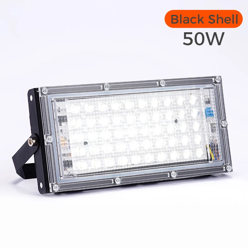 Black shell 50w Потока СИД светильник 220v 50W Led отражатель пейзаж напольный светильник Водонепроницаемый IP65 потока СИД светильник уличный Лампа Сад Освещение - Испускаемый цвет: Black shell 50w