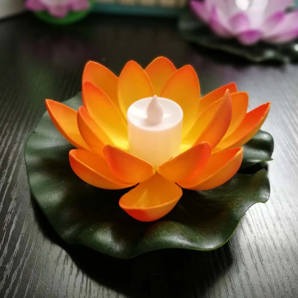 Floating Tealight Candles Lotus Flower Pool Lights Flameless Night Lights