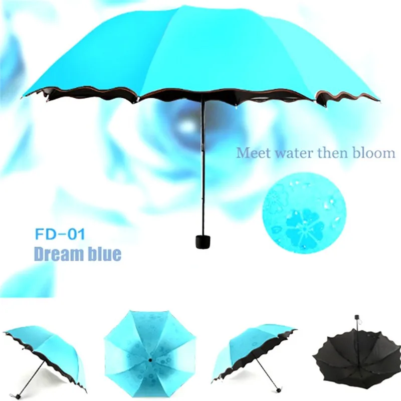 

DMBRELLA Travel Umbrellas Sun UV Protection Compact Umbrellas Rain and Wind with Met Water Begin Bloom for Women Girl DM007