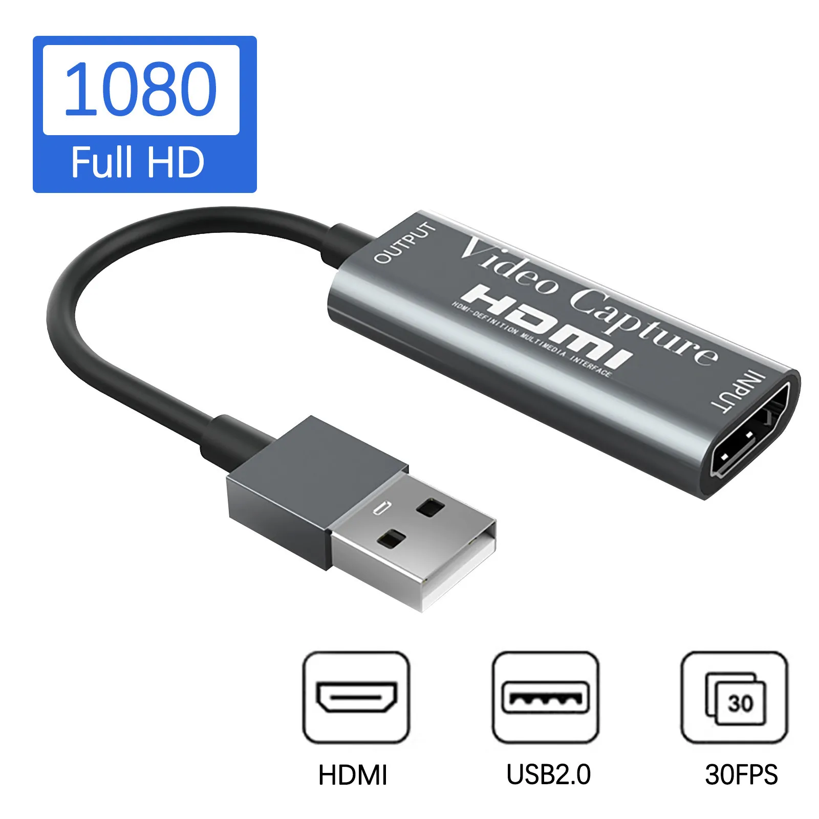 HDMI-USB 2 0 Карта видеозахвата 1080P HD-рекордер Адаптер для игр/видео прямой трансляции