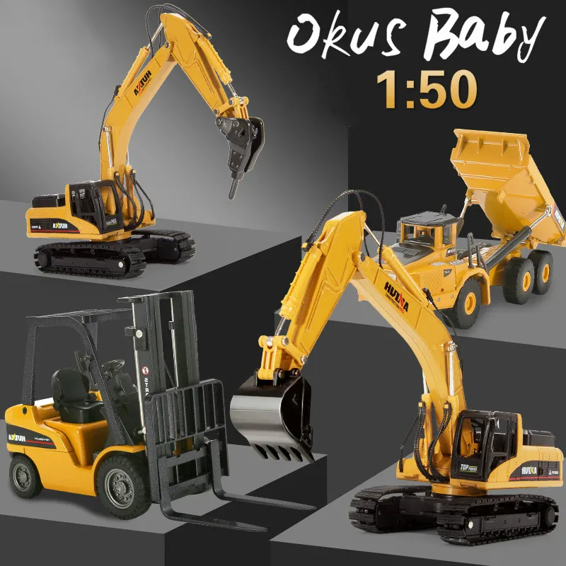 New 1:50 dump truck excavator Wheel Loader Diecast Metal Model Construction Vehicle Toys for Boys Birthday Gift Car Collection | Игрушки и