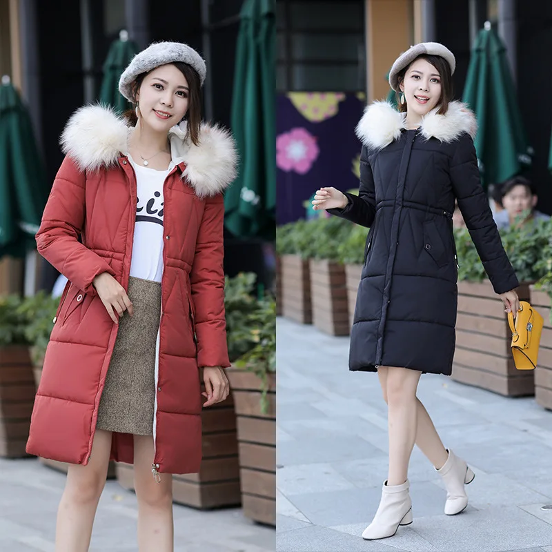 

Mid-length Loose-Fit down Jacket Cotton-padded Clothes Women's 2019 New Products Winter Fur Collar Large Size Cotton-padded Clot