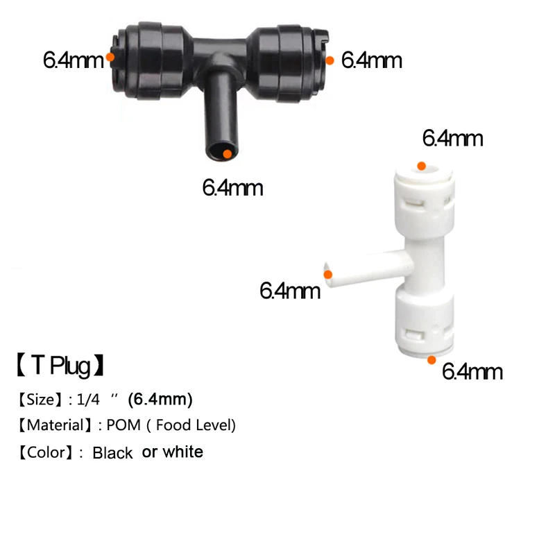 HEMAN 5pcs DIY Misting Nozzle Kit 1/4\'\' Pipe Tee Elbow Quick Connector End Cap Bulkhead Adapter Aquarium Fittings Top Joints
