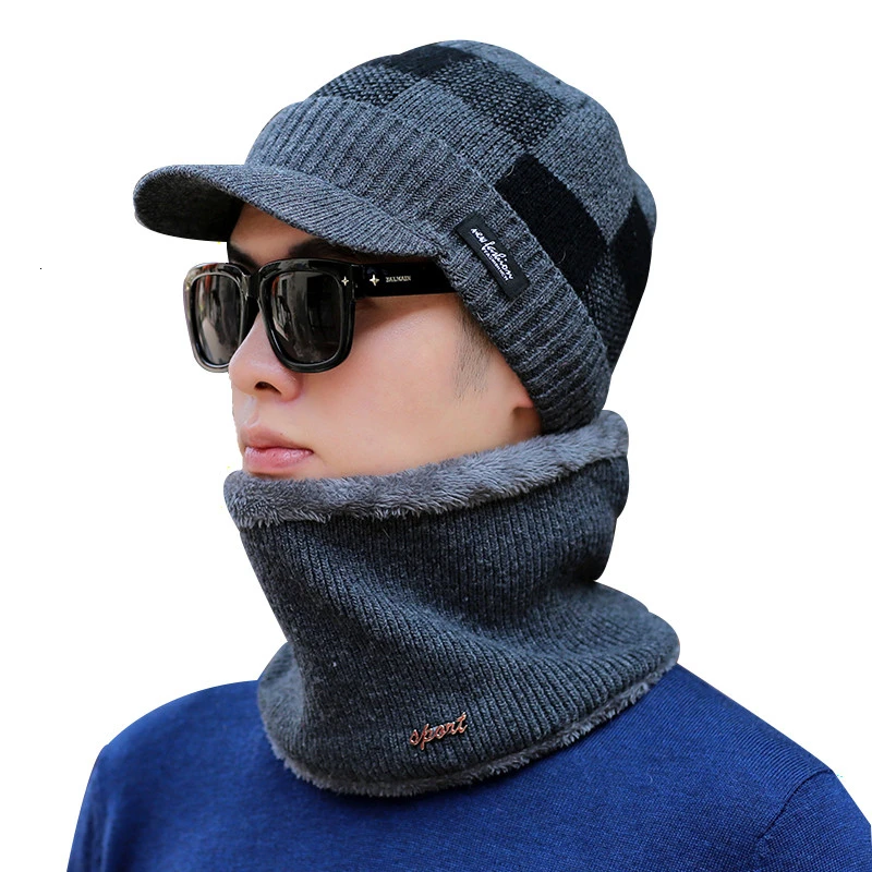 Шапки Skullies мужские зимние шапки для мужчин шарф вязаная шапка женская зимняя