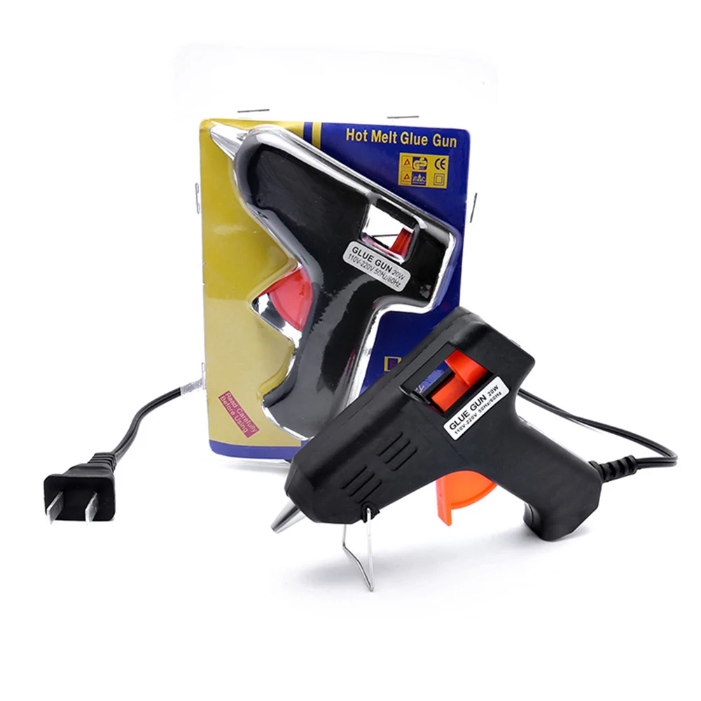 20W EU plug US plug Melt Glue Gun Industrial Mini Guns Thermo Electric Heat Temperature Tool with 10pcs 7mm x 190mm Glue Stick