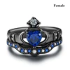Carofeez-anillo de acero inoxidable con circón azul para hombre y mujer, sortija de boda, color negro, para el Día de San Valentín ► Foto 2/6